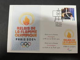 15-5-2024 (5 Z 12) Paris Olympic Games 2024 - Torch Relay In France (+ Olympic Torch Relay Sydney Cathy Freeman Stamp) - Sommer 2024: Paris