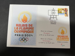 15-5-2024 (5 Z 12) Paris Olympic Games 2024 - Torch Relay In France (with OZ Stamp) - Verano 2024 : París