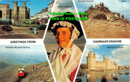 R412540 Greetings From Caernarfonshire. Caernarfon Castle. Snowdon Mountain Rail - World