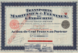 Indochine - Transports Maritimes Et Fluviaux De L'Indochine - Action De 100 F / 1928 - Asie