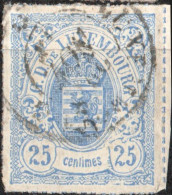 Luxembourg 1865 25 C Blue Rouletted (coloured) 1 Value Cancelled - 1859-1880 Wapenschild