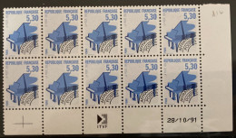 France Préoblitérés YT N° 222A Dentelé 12 En Bloc De Dix Timbres Neufs ** MNH. TB - 1989-2008