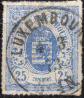 Luxembourg 1865 25 C Ultramarine Rouletted (coloured) 1 Value Cancelled - 1859-1880 Wapenschild