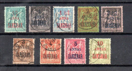 Zanzibar (France) 1897 Old Set Definitive Sage Stamps (Michel 27/35) Used - Gebraucht