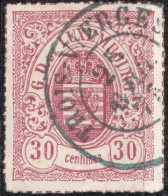 Luxemburg 1865 30 Coloured Line Perforation Cancel Trois-vierges - 1859-1880 Wapenschild