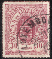 Luxemburg 1865 30 Coloured Line Perforation Cancelled - 1859-1880 Coat Of Arms