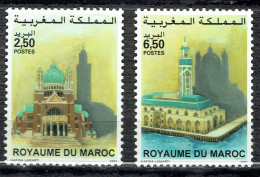 Edifices Religieux. Basilique De Koekelberg Et Mosquée De Casablanca : émission Commine Avec La Belgique - Maroc (1956-...)