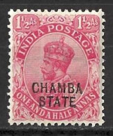 INDIA..." CHAMBA.."...KING GEORGE V...(1910-36..)......1 & HALFd.......SG58.........MH.. - Chamba
