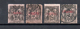 Levante (France) 1885/91 Old Overprinted Sage Stamps Used Different Postmarks - Oblitérés