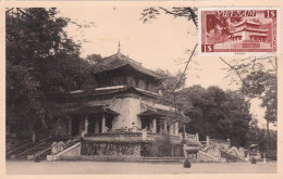 VIETNAM : CARTE MAXIMUM Temple Avec Cachet Poste Navale 1953 Indochine - Lettres & Documents