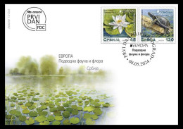 Serbia 2024. EUROPA, Underwater Fauna And Flora, Water Lily, Turtle, FDC, MNH - Serbie