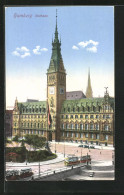 AK Hamburg, Rathaus, Strassenbahn  - Mitte