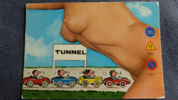 CPSM PIN UP FEMME SEINS NUS TUNNEL HUMOUR VOITURES CONDUCTEUR PANNEAUX CIRCULATION ED LYNA SERIE 410/9 STYLE ALEXANDRE - Pin-Ups