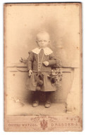 Fotografie Gustav Wetzel, Dresden-A., Pragerstr. 6, Portrait Blondes Kleindkind Mit Blumenkorb  - Persone Anonimi