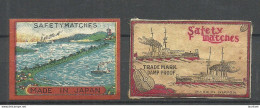 Made In JAPAN NIPPON - 2 Old Match Box Labels Zündholzschachteletiketten Ships Schiffe Safety Matches - Matchbox Labels