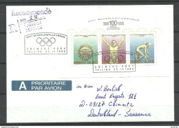Estland Estonie Estonia 1996 Olympic Games Nagano Japan Michel Block 9 FDC Ersttagsbrief Registered Cover To Germany - Winter 1998: Nagano