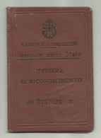 TESSERA DI RICONOSCIMENTO FERROVIE DELLO STATO 1936 FIRENZE - Tarjetas De Membresía