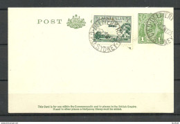 AUSTRALIA 1929 Stationery Card 1 P.  & Additional Stamp Mi. 89 Air Plane Stamped ( Delivery Room Sidney ) But Not Sent - Postwaardestukken