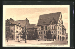 AK Nordhausen, Altes Und Neues Rathaus Mit Litfasssäule  - Nordhausen