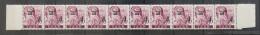 Saarland 228 Z II K Postfrisch 10er Streifen Sign. Brun, Kopfst. Aufdruck #JF938 - Sonstige & Ohne Zuordnung