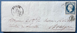 Lettre De LA BUISSE Boite Rurale " B " Identifiée Napoleon N°14A 20c Bleu Fonçé Obl PC 3671 + Càd T15 De VOIRON TTB - 1853-1860 Napoleone III