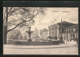 AK Hannover, Zentralbahnhof, Springbrunnen  - Hannover