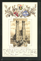 Passepartout-Lithographie München, Frauenkirche, Wappen  - Altri & Non Classificati
