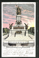 Lithographie Niederwald, Nationaldenkmal Im Abendrot  - Altri & Non Classificati