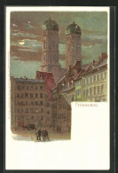 Lithographie München, Frauenkirche  - Andere & Zonder Classificatie