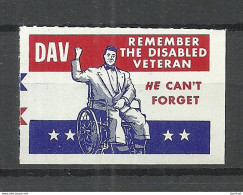 USA For Disabled War Veterans Charity Vignette Propaganda Poster Stamp MNH - Erinofilia