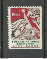 SWEDEN In Exile USA 1953 Swedish National Sanatorium Denver Colorado Vignette Poster Stamp MNH - Cinderellas