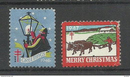 USA 1946-1947 Christmas Noel Weihnachten Vignetten Poster Stamps (*) - Christmas