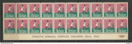 USA 1945 For Crippled Children Charity Vignette As 20-block With Margin MNH - Behinderungen