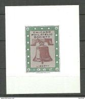 USA 1942 Chicago Philatelic Society Vignette Poster Stamp S/S MNH - Altri & Non Classificati