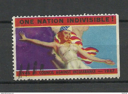 USA 1946-1947 Patriotic Vignette Council Against Intolerance (*) NB! Defect - Thinned Place! - Cinderellas