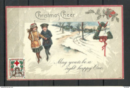 USA 1920ies Red Cross Rotes Kreuz Vignette On Christmas Greetings Weihnachten Post Card - Andere & Zonder Classificatie
