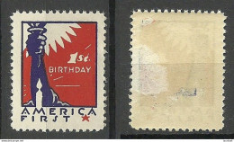 USA Patriotic Vignette America First Poster Stamp NB! Defect - Thinned Place! - Cinderellas