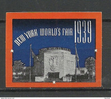 USA 1939 New York World`s Fair International Exhibition Vignette Poster Stamp * - Erinnofilie