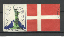 Denmark Vignette Relations With USA Flag Statue Of Liberty O - Otros & Sin Clasificación