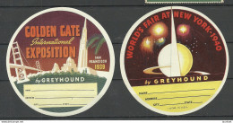 USA 1939-1940 Golden Gate San Fransisco & International Fair New York Vignettes Poster Stamps Greyhound * - Erinnophilie