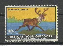 USA 1940 Woodland Caribou Vignette NB! Thinned Corner! Eine Untere Ecke Etwas Dünn! - Erinnophilie