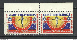 USA Judaica 1939 Tuberculosis Charity Los Angeles Hospital Vignette In Pair * - Vignetten (Erinnophilie)