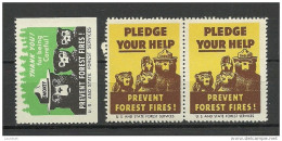 USA Ca 1940 Vignette Prevent Forest Fires Usa And State Forest Services MNH - Erinnophilie