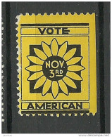 USA Poster Stamp Vignette Vote American ! - Cinderellas