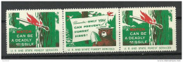 USA 1938 Vignette Prevent Forest Fires Usa And State Forest Services In 3-stripe MNH - Cinderellas