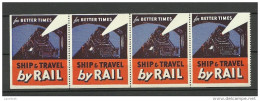 USA 1930ies Vignette Poster Stamp Ship And Travel By Trail Train 4-stripe MNH - Trains