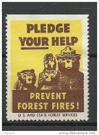 USA 1938 Vignette Prevent Forest Fires Usa And State Forest Services (*) - Cinderellas