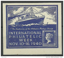 USA Ca 1940 Vignette Reklamemarke International Philatelic Week Black Penny Ship Schiffe MNH - Bateaux