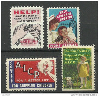 USA 1940ies Vignettes Propaganda Stamps Against Childrens Diseases Kampf Mit Kinderkrankheiten MNH - Disease