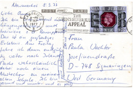78851 - Grossbritannien - 1977 - 9p Silberjubilaeum EF A AnsKte CAMBRIDGE - ... SILVER JUBILEE ... -> Westdeutschland - Cartas & Documentos